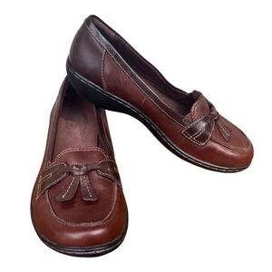 Women's Clarks Ashland Brown Leather Slip On Loafers Tassel Comfort size‎ 7 W